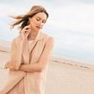 Veste tailleur sans manches beige femme