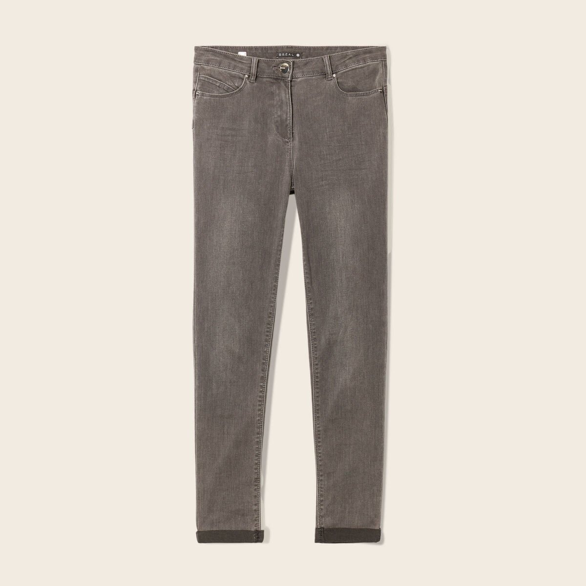 Jean ajusté taille standard 7/8ème gris femme