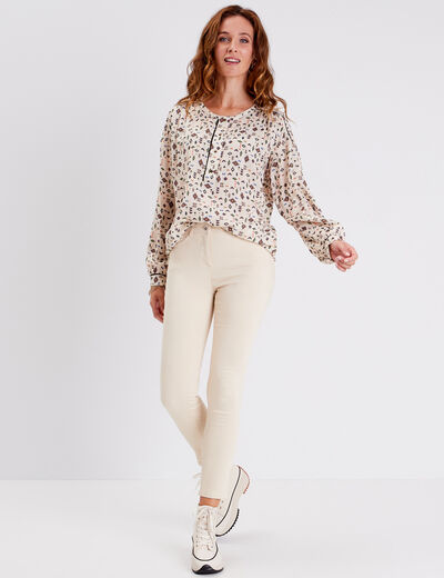 Blouse manches longues beige femme