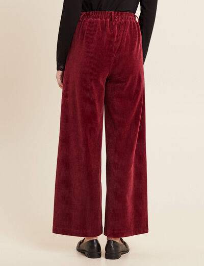 Pantalon large velours bordeaux femme