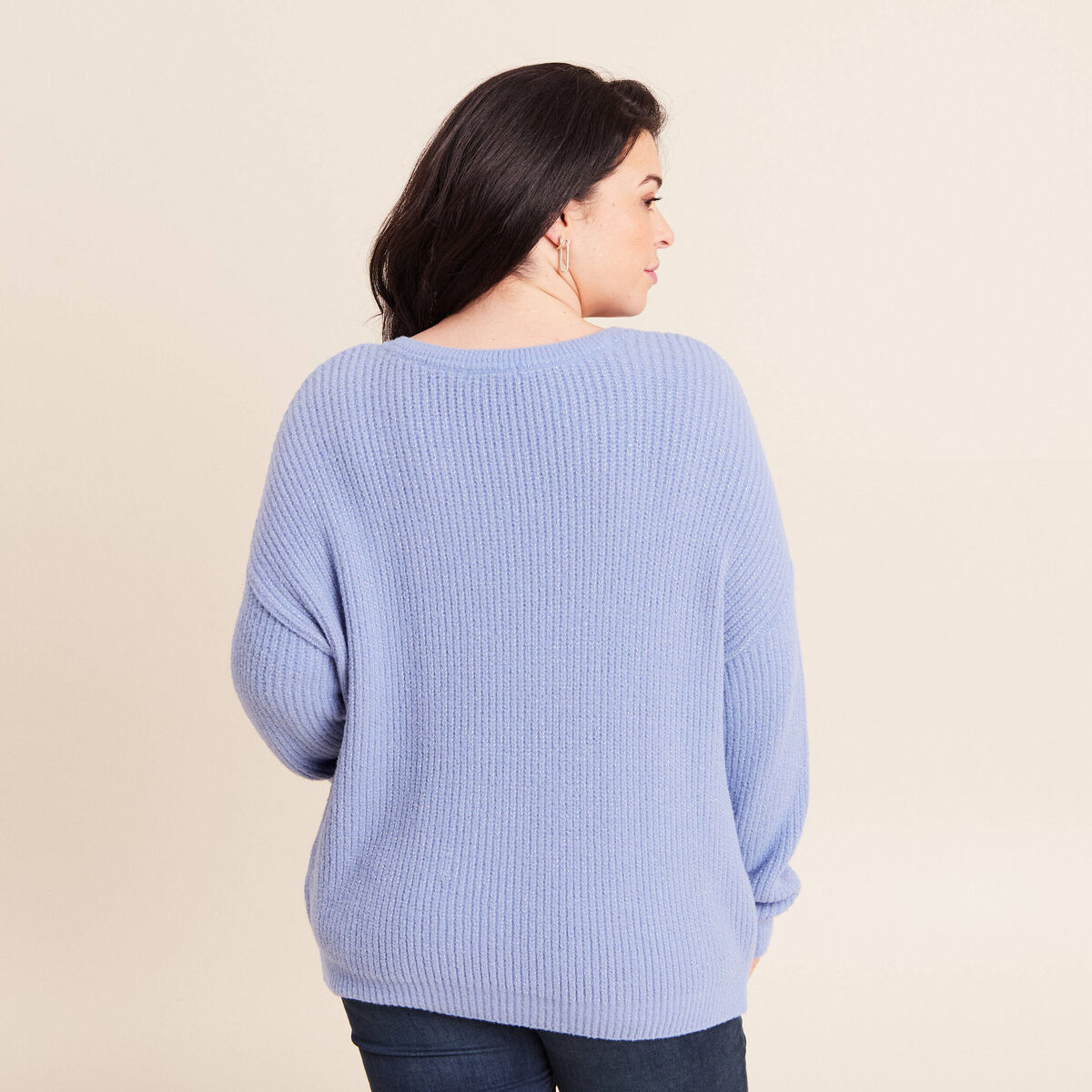 Pull manches longues bleu ciel femme