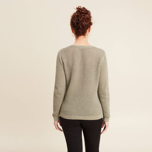 Pull manches longues col en V vert clair femme