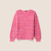 Pull col v manches longues rose fushia femme