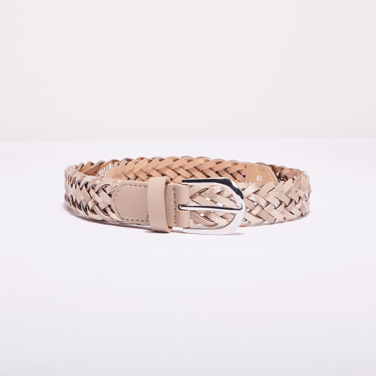 Ceinture tress&eacute;e iris&eacute;e beige femme