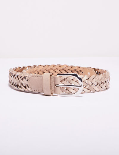 Ceinture tressée irisée beige femme