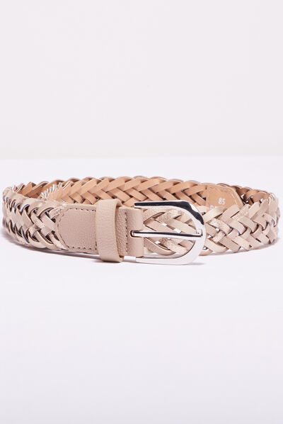 Ceinture tressée irisée beige femme