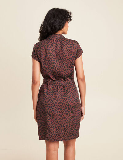 Robe droite zippée marron femme