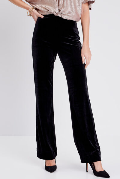 Pantalon bootcut velours noir femme