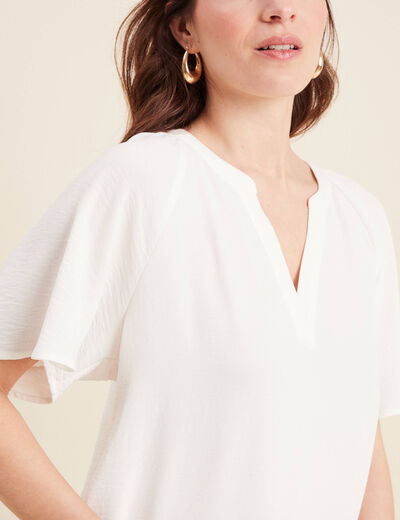 Blouse manches courtes ecru femme