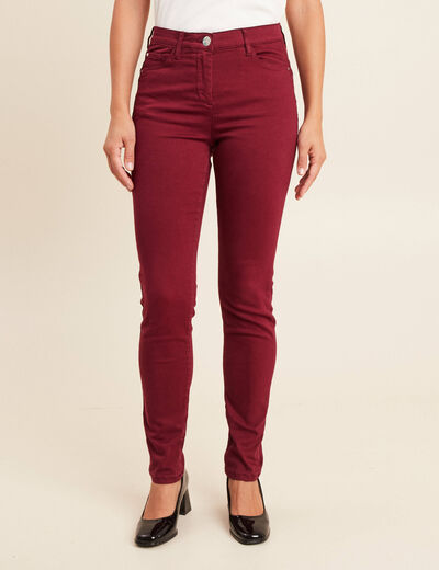 Jean magique L'Unique coupe ajust&eacute;e bordeaux femme