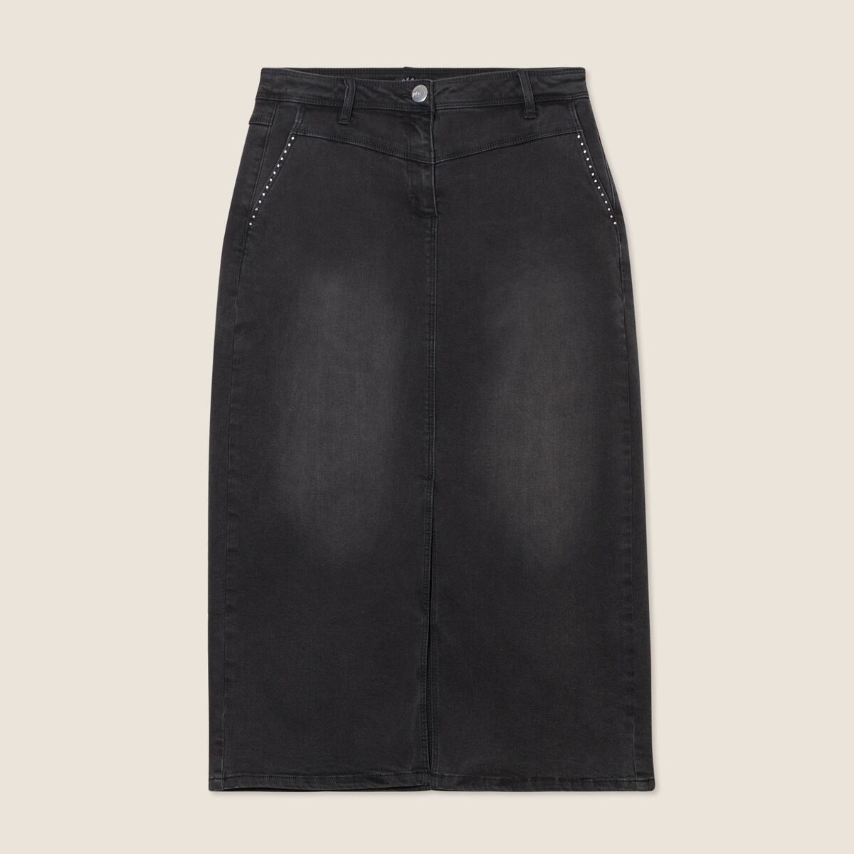 Jupe crayon en jean denim gris femme