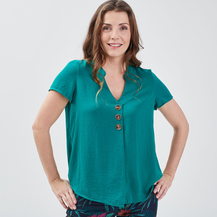 Spooky Africa Intestines Blouse manches courtes vert émeraude femme | Bréal