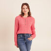 Pull col tunisien manches longues rose femme