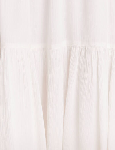 Robe évasée oeillets et clous ecru femme