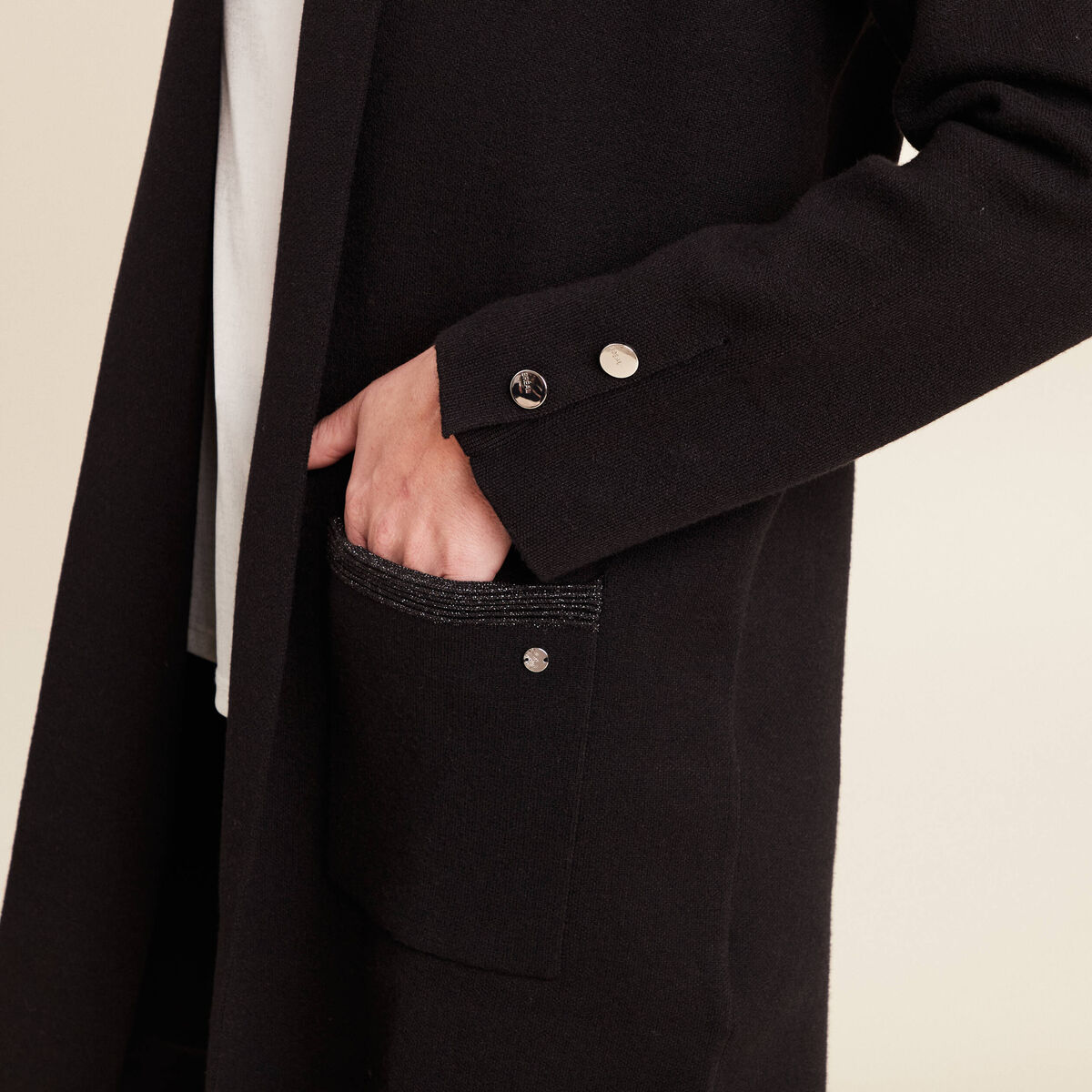 Gilet col ch&acirc;le noir femme