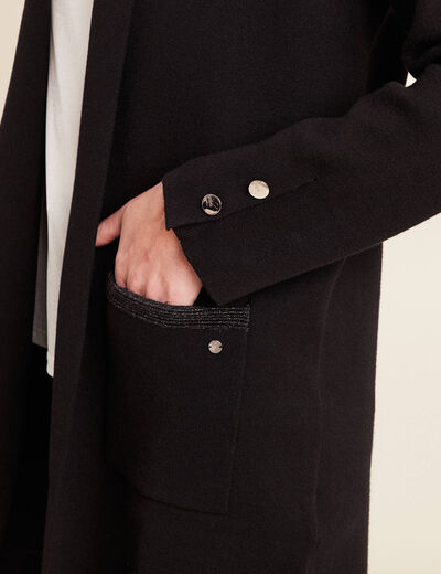 Gilet col châle noir femme
