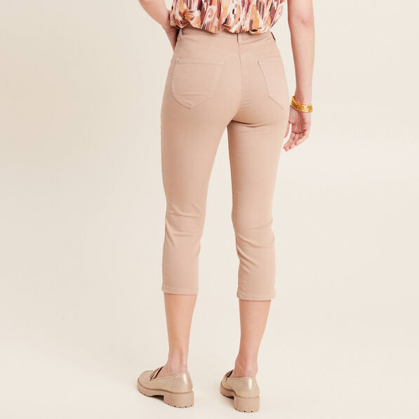 Pantacourt droit taille standard sable femme