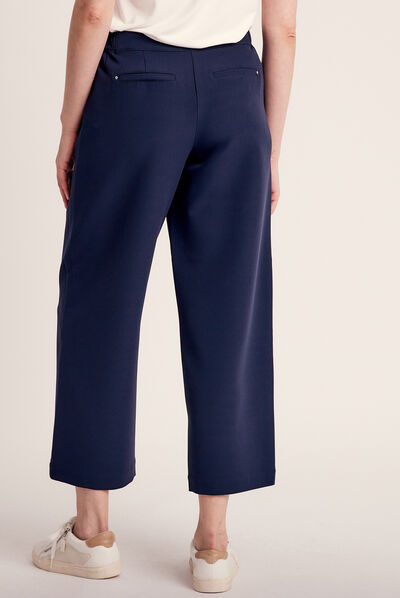 Pantalon large 7/8ème bleu marine femme