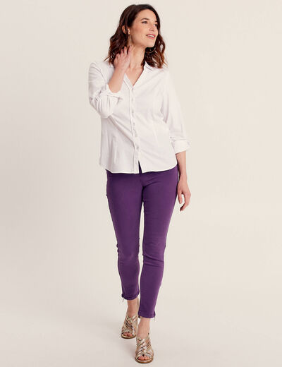 Jean ajusté 7/8ème violet foncé femme