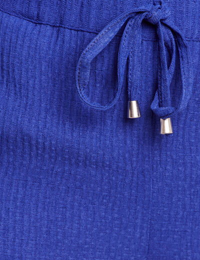 Pantalon large taille haute bleu fonc&eacute; femme
