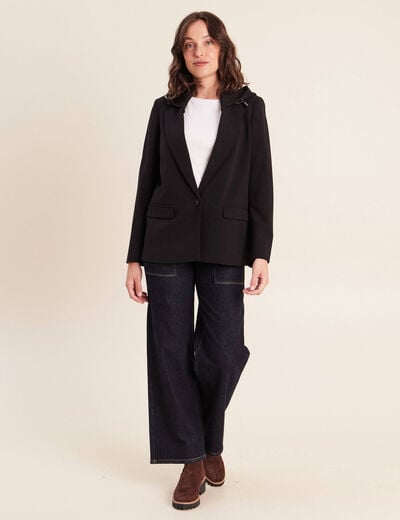 Blazer avec capuche amovible doubl&eacute; noir femme