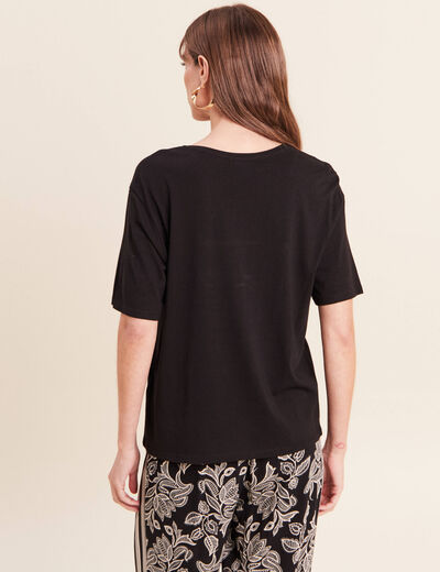 T-shirt col rond manches courtes noir femme