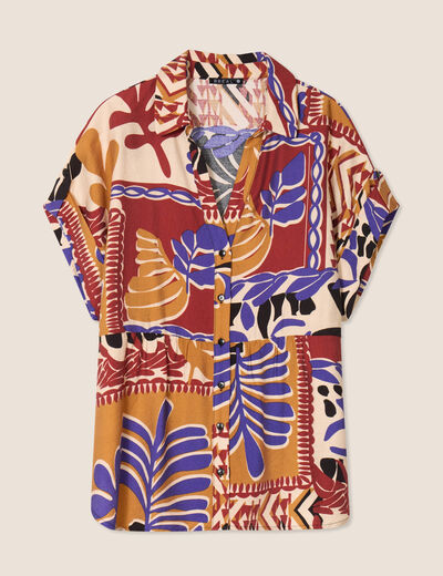 Chemise ample manches courtes multicolore femme