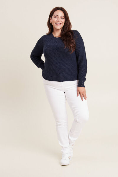 Pull manches longues bleu marine femme