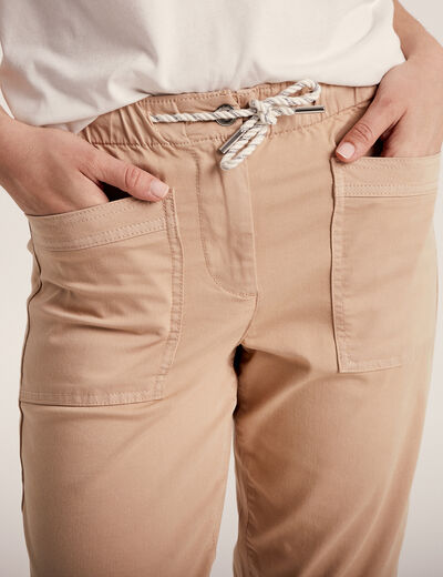 Pantalon coupe droite à coulisse sable femme