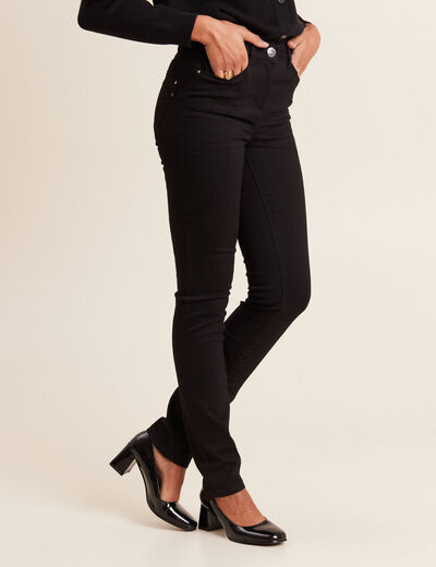 Jean coupe ajust&eacute;e long noir femme