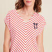 T-shirt manches courtes brodé rouge femme