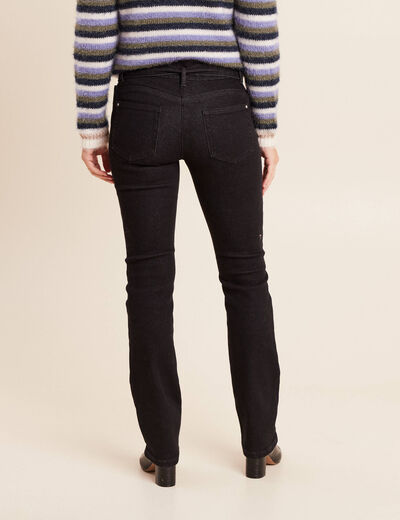 Jean droit ceintur&eacute; taille standard noir femme