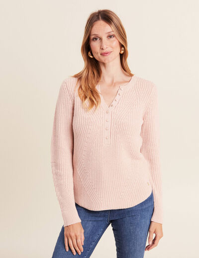 Pull manches longues vieux rose femme