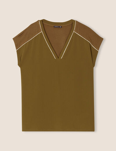 T-shirt manches courtes vert olive femme