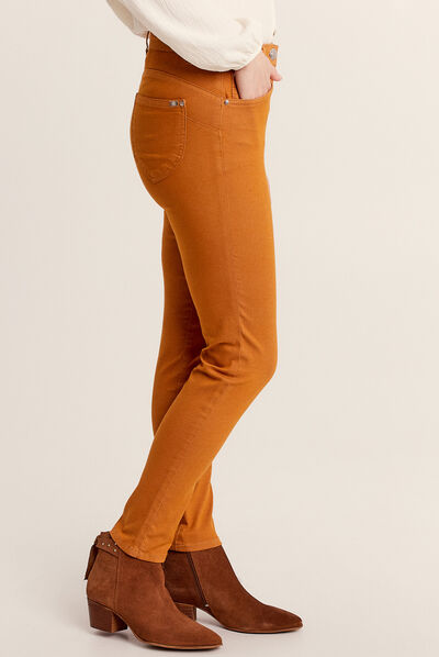 Pantalon léger taille standard 7/8ème orange foncé femme