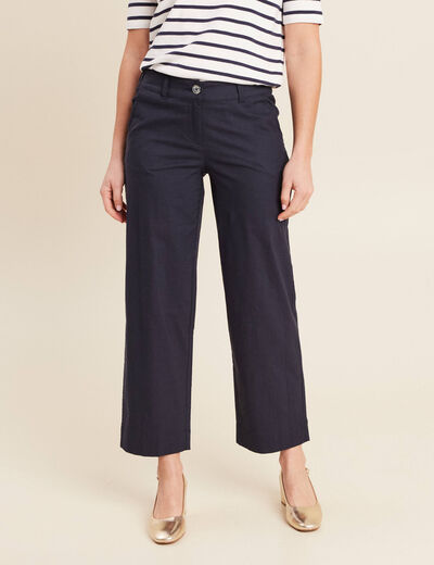 Pantalon large 7/8ème bleu foncé femme