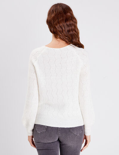 Pull manches longues à sequins ecru femme