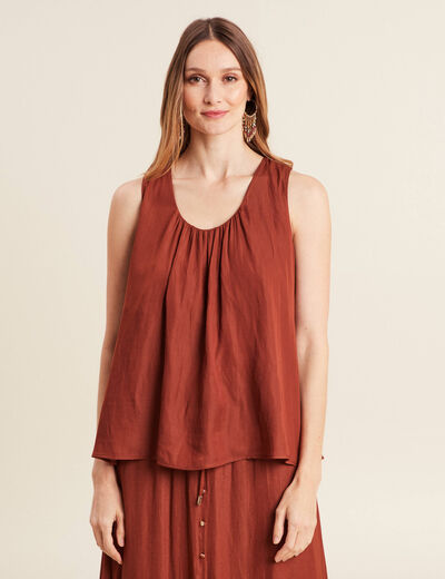 Blouse sans manches marron foncé femme