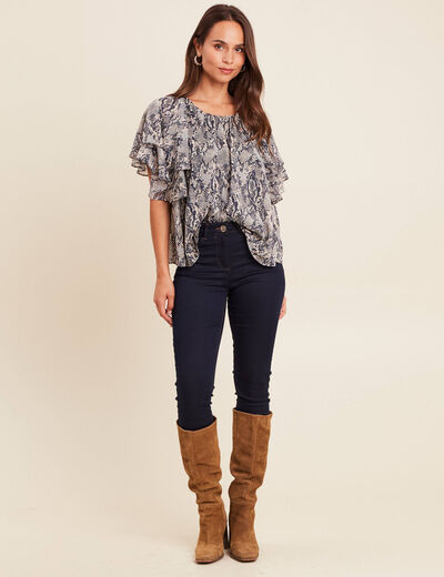 Blouse ample en voile doublée beige femme