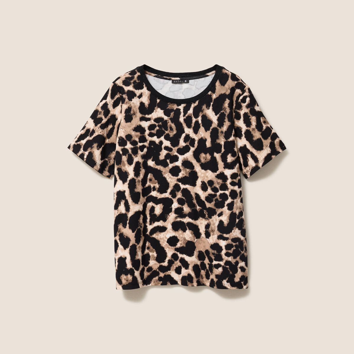 T-shirt en coton manches courtes beige clair femme