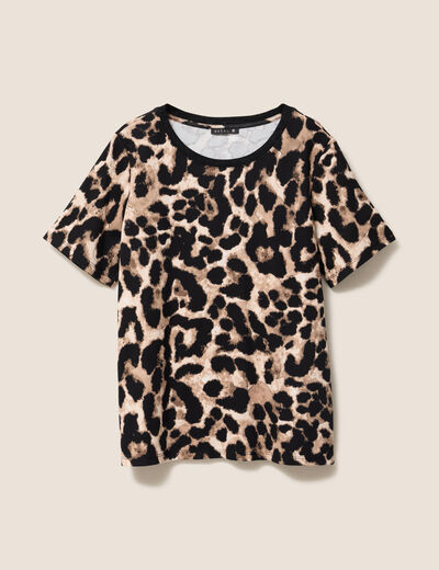 T-shirt en coton manches courtes beige clair femme