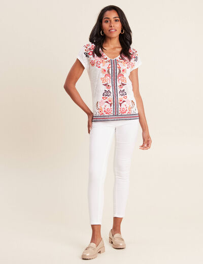 T-shirt manches courtes ecru femme