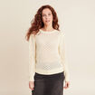 Pull manches longues ajouré jaune clair femme