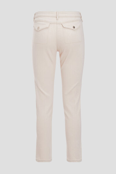 Pantalon ajusté avec rabats ivoire femme