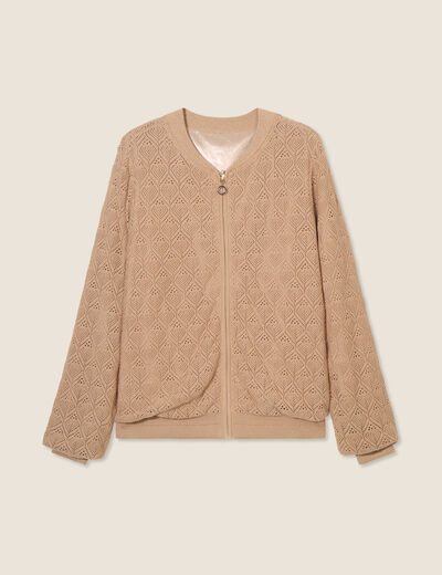 Gilet réversible ajouré sable femme