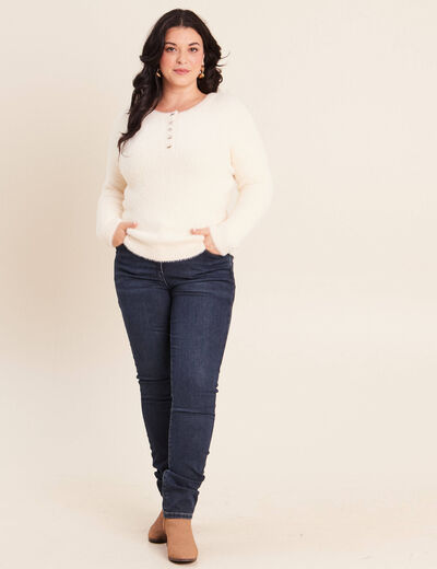 Pull col tunisien ivoire femme