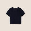 T-shirt col rond manches courtes doubl&eacute; bleu fonc&eacute; femme