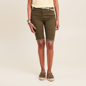 bermuda ajuste ceinture vert olive femme Bermuda ajusté ceinturé vert olive femme