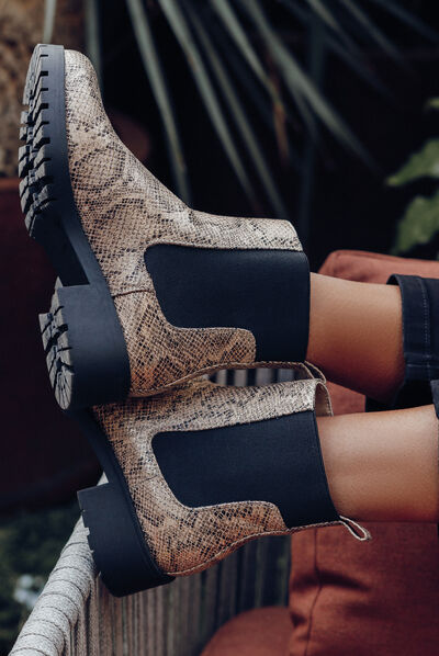 Bottines chelsea à talons sable femme