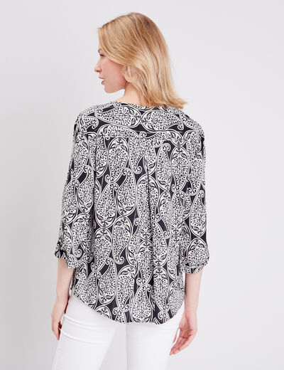 Blouse manches 3/4 noir femme